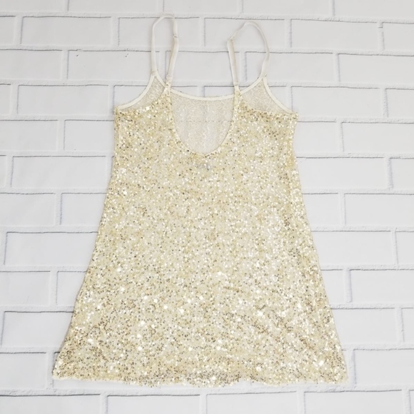 FREE PEOPLE Gold Sequin Mesh Slip Dress - Picture 4 of 7